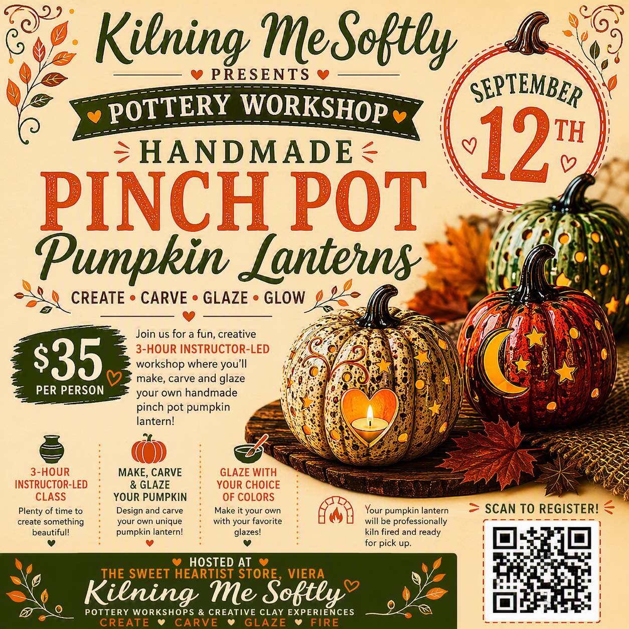 Pumpkin Pinch Pot Workshop - September 12th 2026 @ 10am